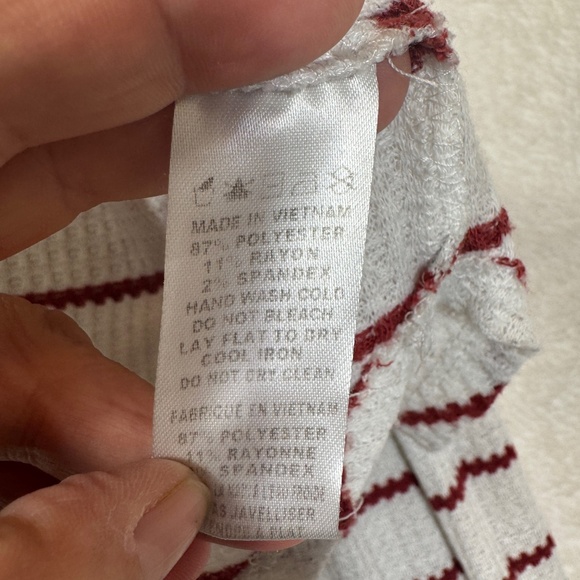 Paper Crane Shirt Womens Size Large Striped White Cropped Oversized Waffle knit - Picture 3 of 6